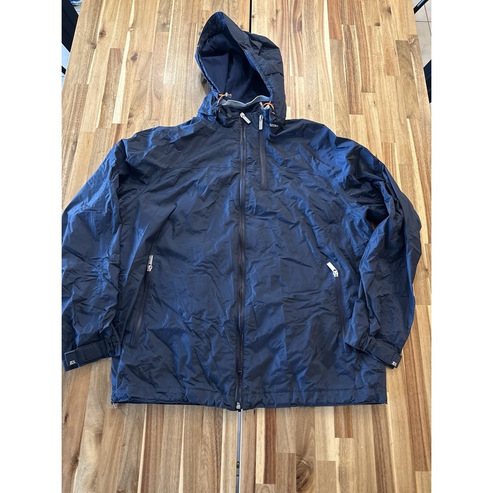 ZegnaSport Ocean Jacket Mens Navy Hooded Waterproof Windbreaker Rain Coat